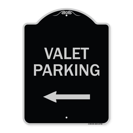 SIGNMISSION Valet Parking with Left Arrow Heavy-Gauge Aluminum Architectural Sign, 24" x 18", BS-1824-22750 A-DES-BS-1824-22750